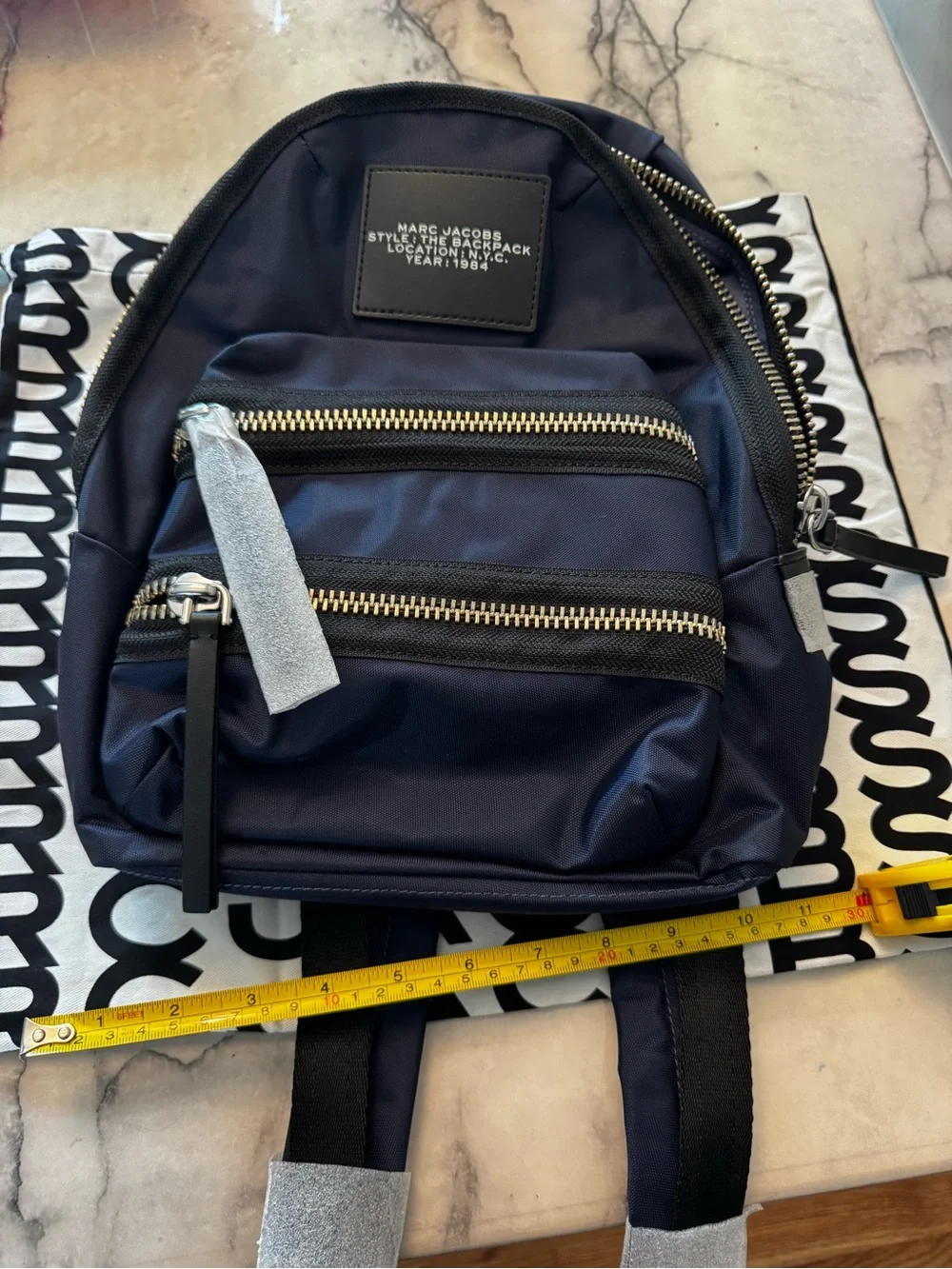Marc Jacobs Navy Mini Backpack with Silver Zippers